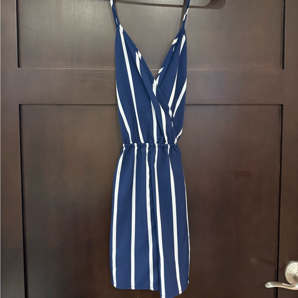 Cupshe Navy and White Striped Jumpsuit